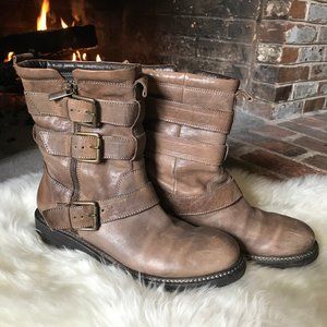 Italian Leather Moto Boots By Latitude Femme